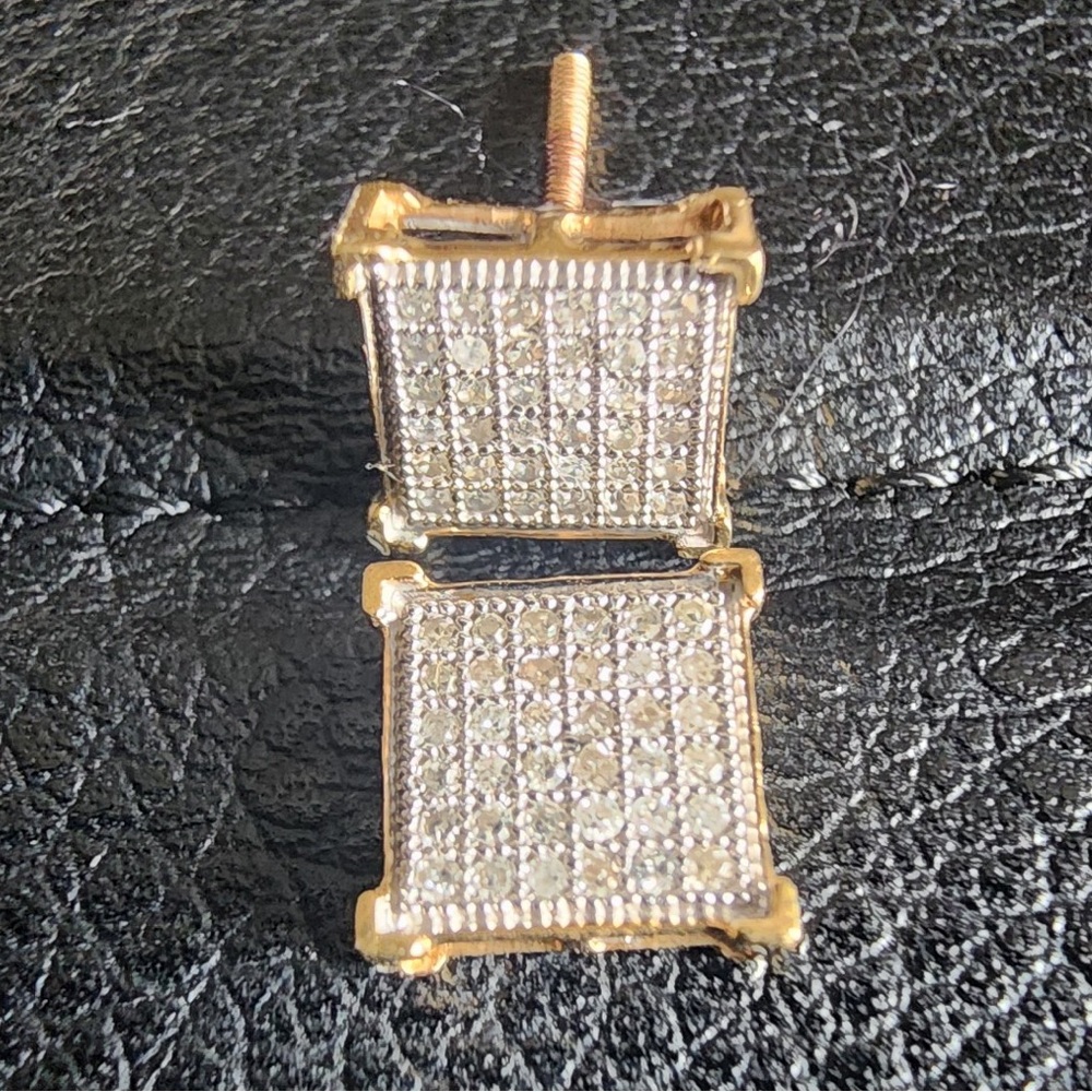 10k Gold Diamond Princess cut studs